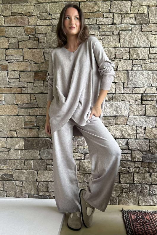 Elbury Twist & Bloom Luxury Knit Co Ord Set Mocha Marl /28=